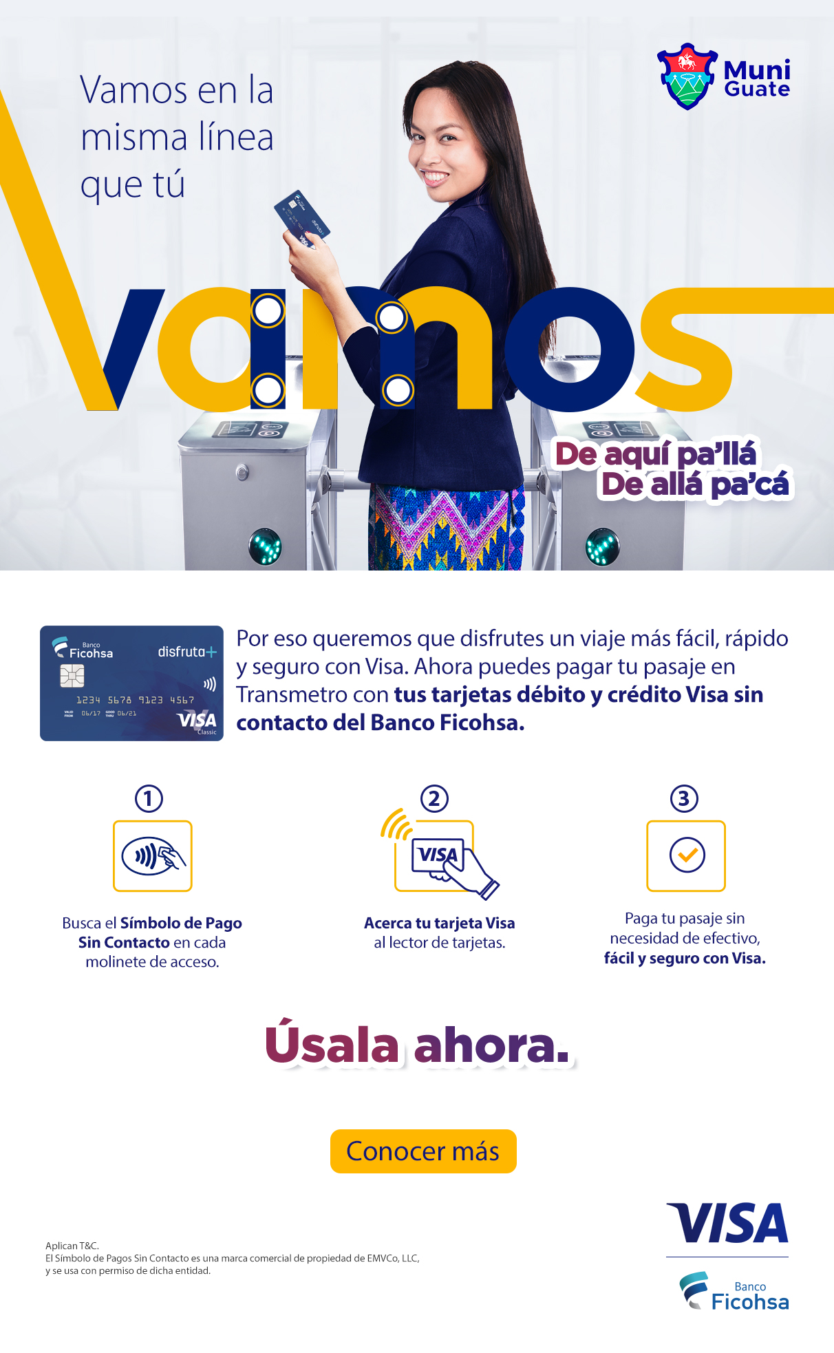 Paga tu pasaje en Transmetro con tus Tarjetas Visa de Banco Ficohsa