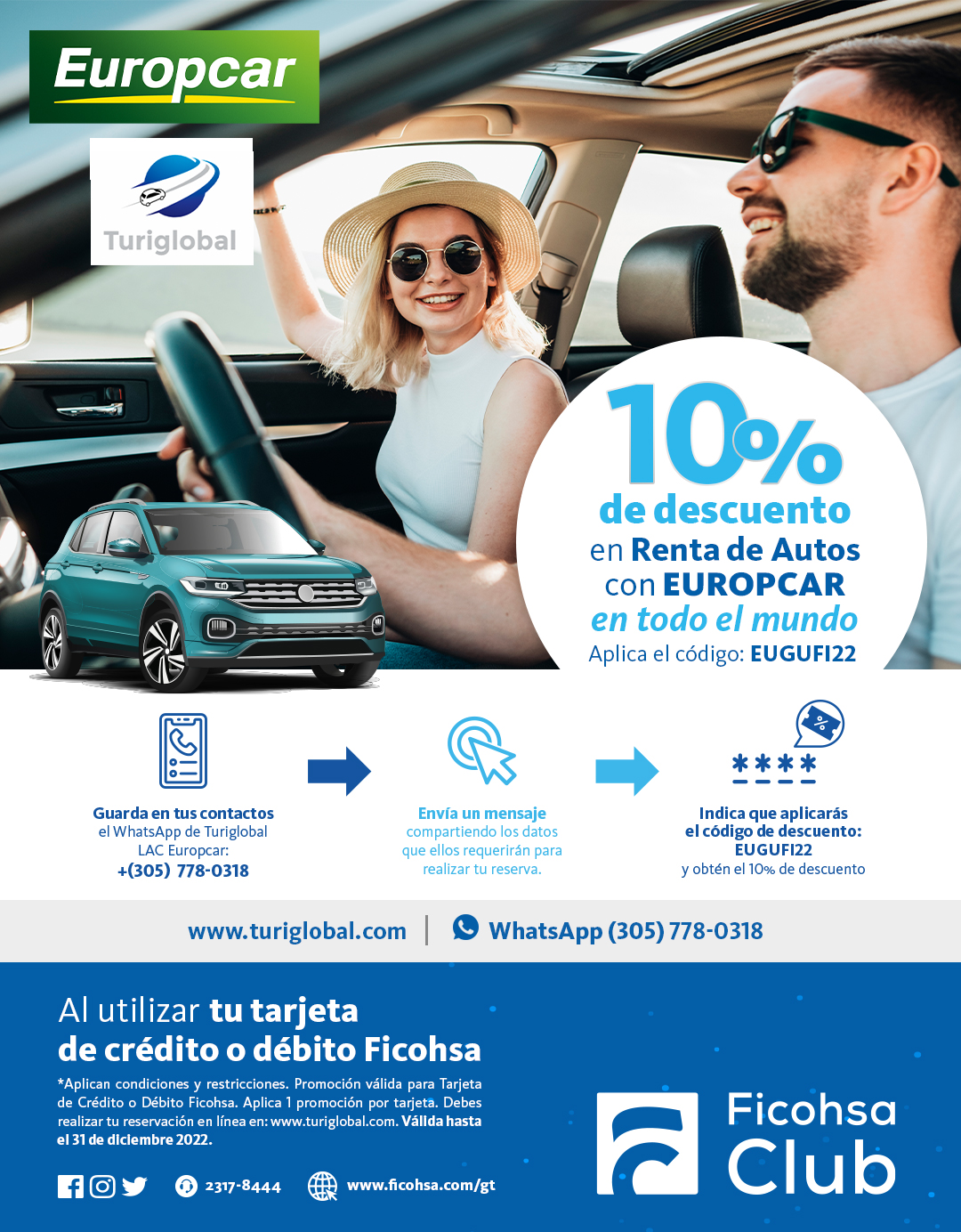 10% de descuento en Renta de Autos con EUROPCAR ¡en todo el mundo!