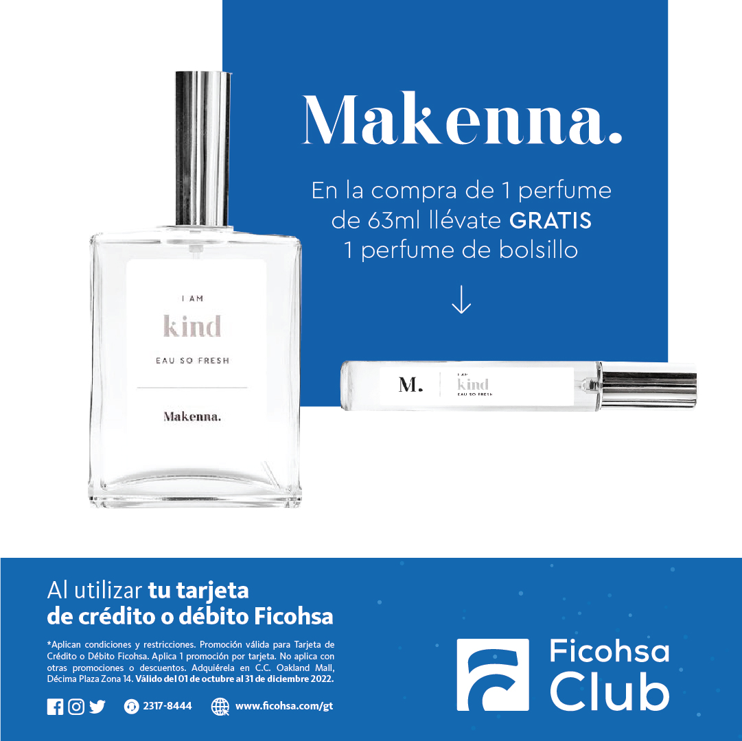 En la compra de 1 perfume de 63ml llévate GRATIS 1 perfume de bolsillo en Makenna
