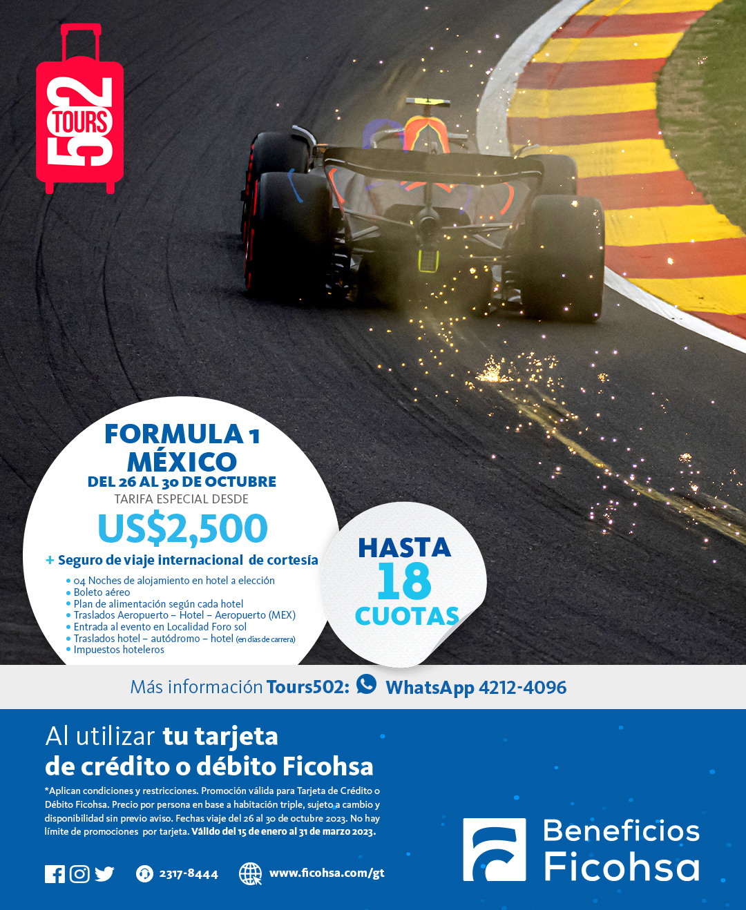 Viaja al Grand Prix de Formula 1 en Ciudad de México ¡Aplica hasta 18 cuotas!